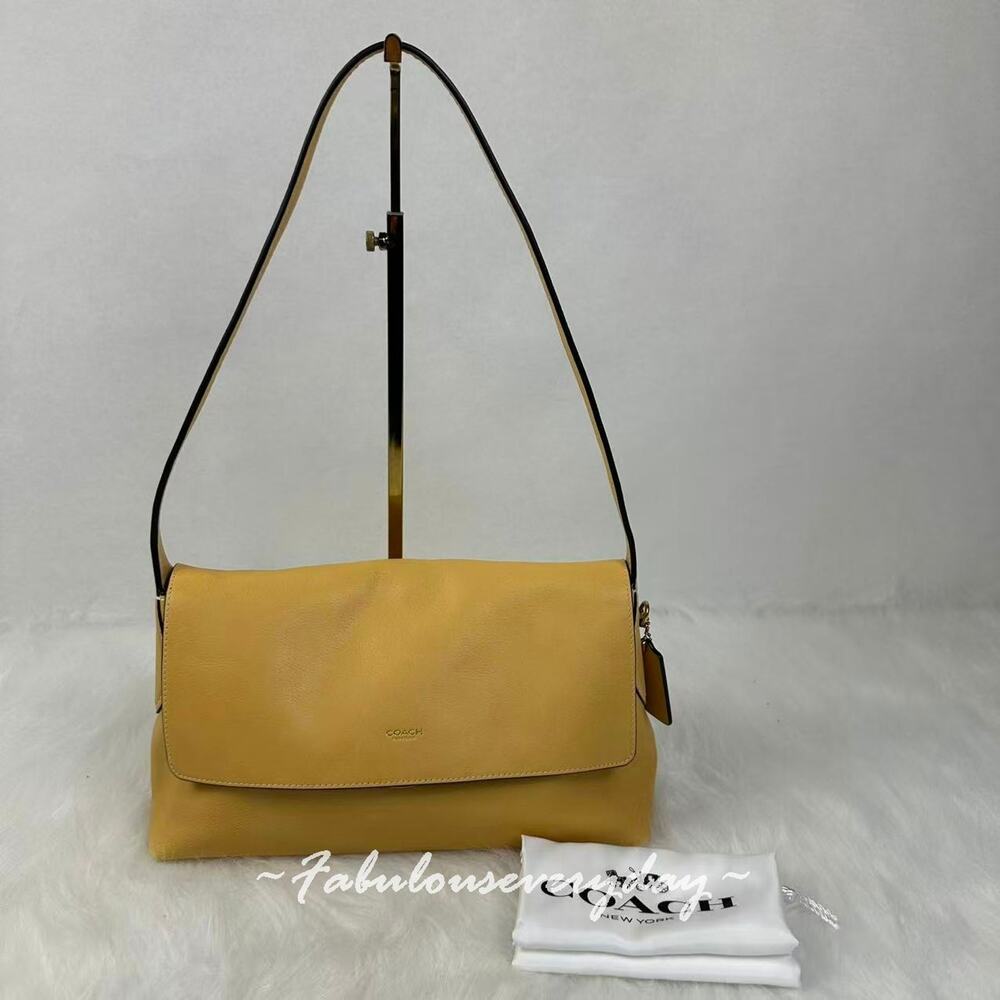 Coach Chelsea Shoulder Bag 30 In Leather CDS58 Brass/Vanilla New
